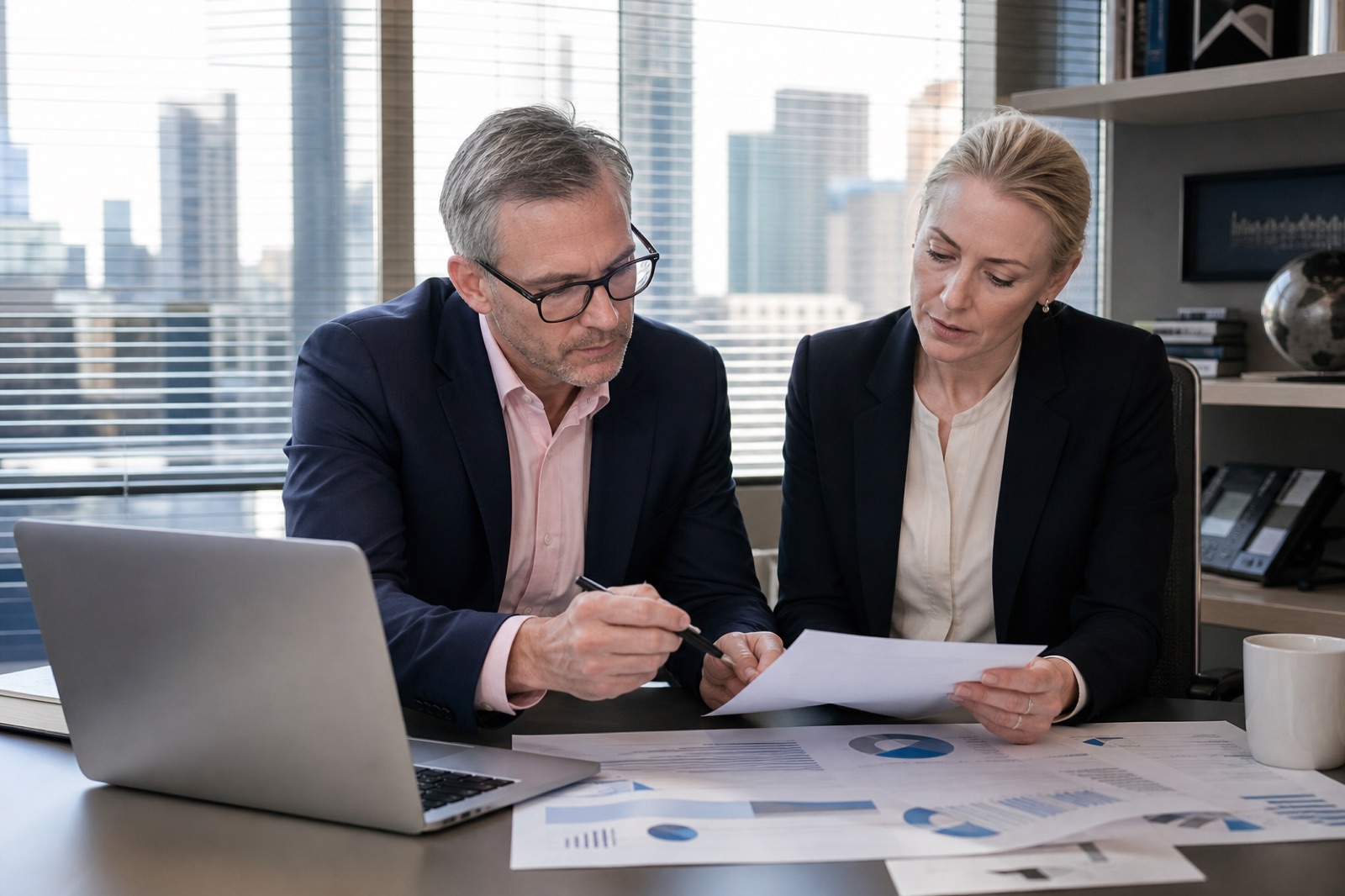 Business owner and broker reviewing valuation methods against normalized financial statements
